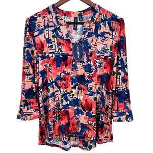 NEW NWT Casey Key PL Petite Large  Stretchy Tropical Beach Sailing Shirt Top